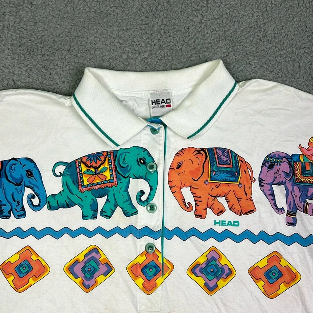 Vintage 90’s Head Sport Elephant Collared Polo - Picture 2 of 5